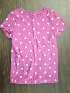 jumping beans Purple Short Sleeve Tee with White Heart Print